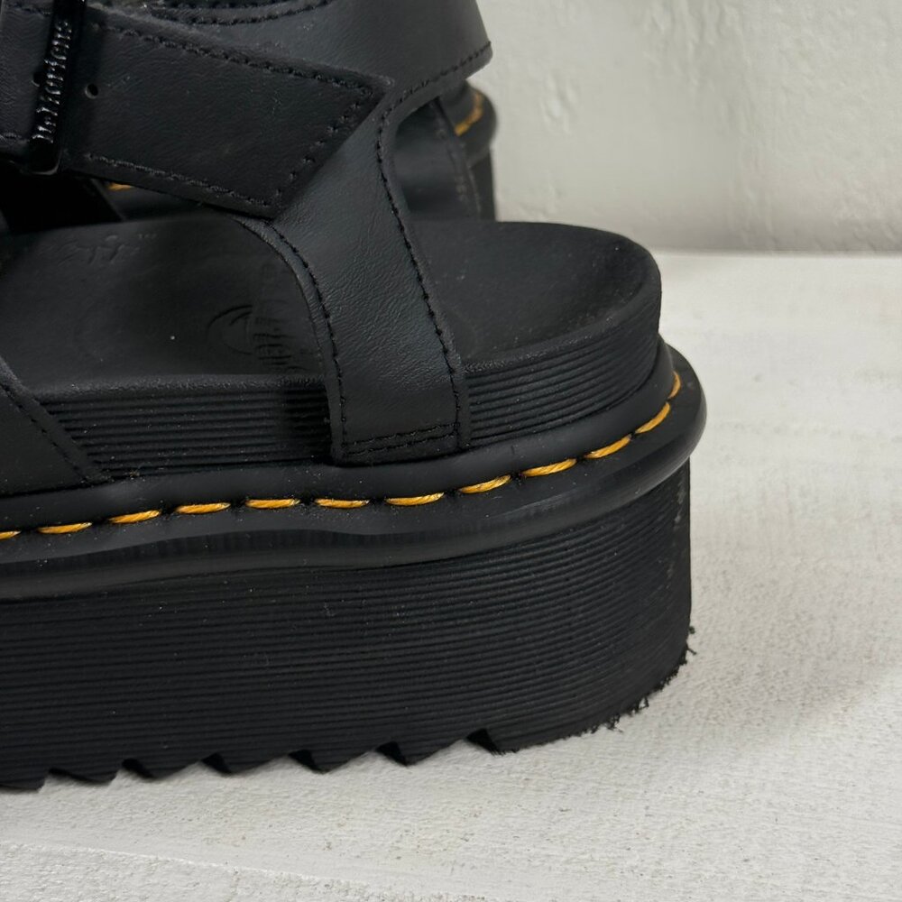 Dr. Martens Blaire Quad Platform Gladiator Sandals Black Hydro Leather Size 9 - Picture 4 of 13